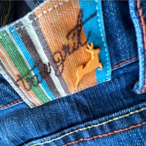 True Grit Boutique denim jeans copper button red yellow top stitching size 31 - Picture 3 of 16